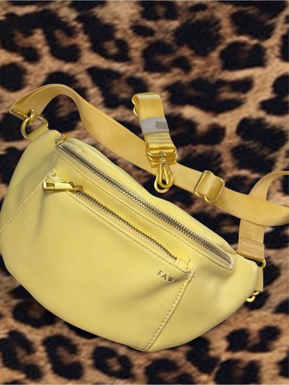 Fawn design Yellow Leather Crossbody Belt Bag